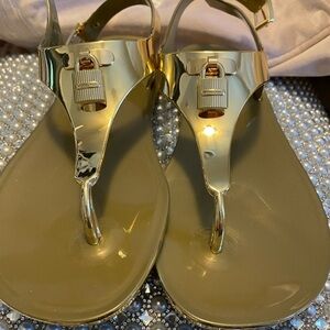 Michael Kors Mira Gold Jelly Sandal